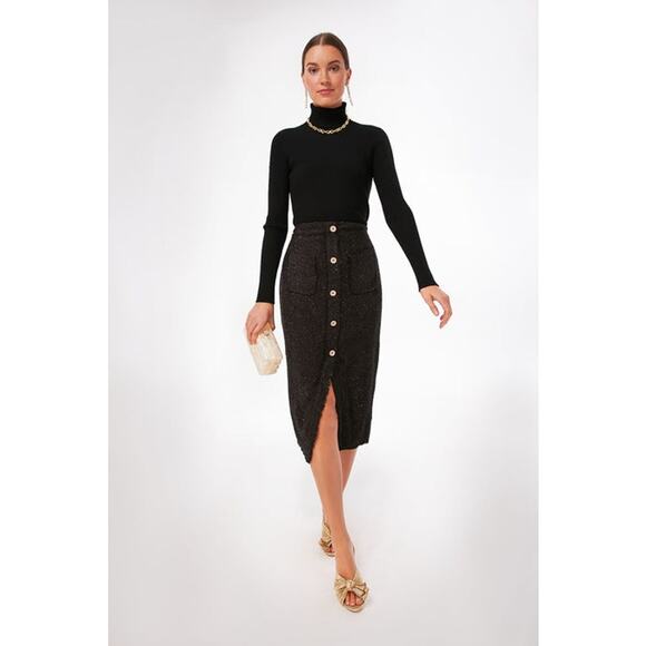 Pomander Place Tweed Laurelle Midi Skirt black sz XL 14 new with tags $149 WS52 - Picture 2 of 10